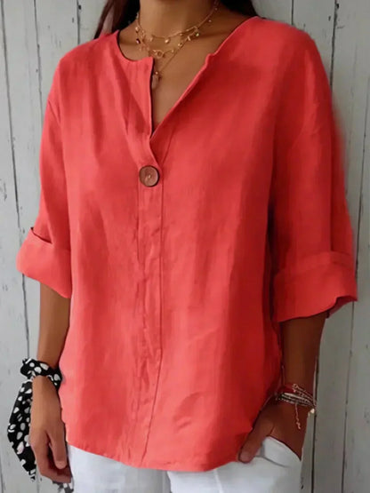 Iris™ | Relaxed V-Neck Linen Top
