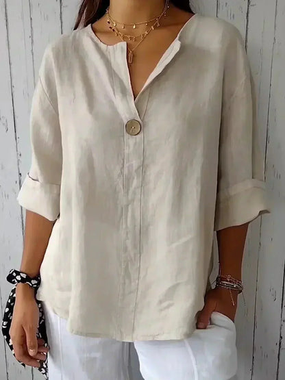 Iris™ | Relaxed V-Neck Linen Top