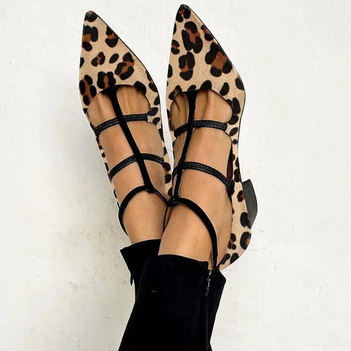 Bridget - Heeled Shoes with Leopard Strap