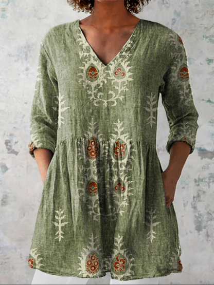Elise - Long Blouse with V-Neck