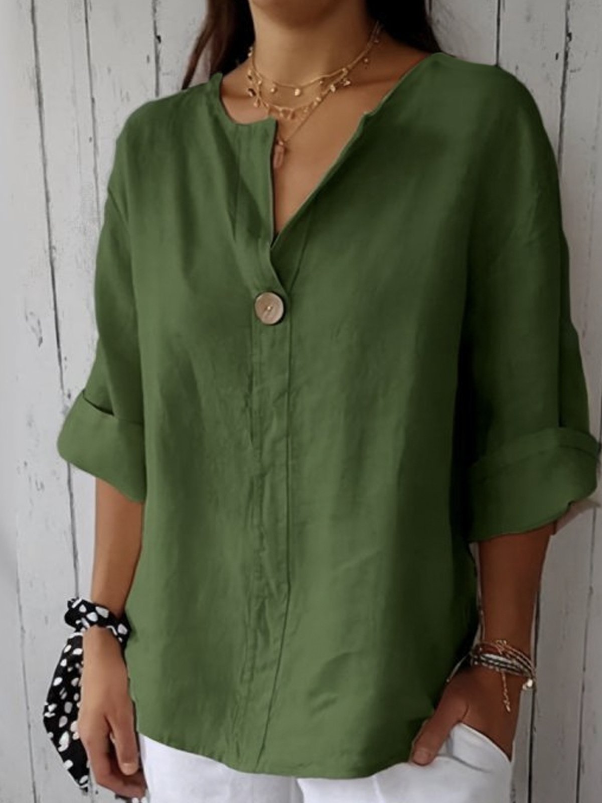 Iris™ | Relaxed V-Neck Linen Top