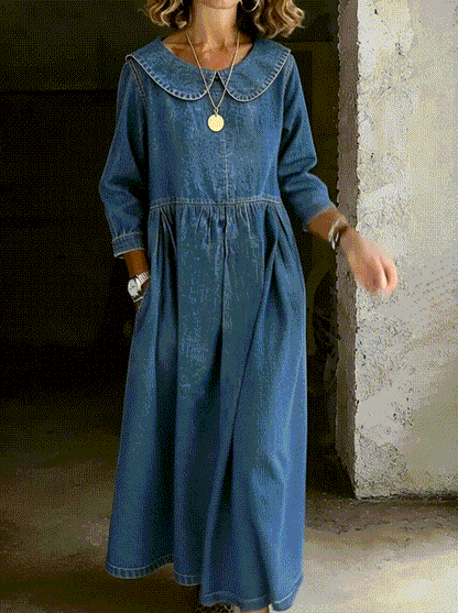 Clara | Peter Pan Collar Denim Dress