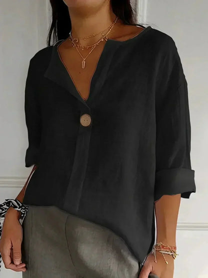 Iris™ | Relaxed V-Neck Linen Top