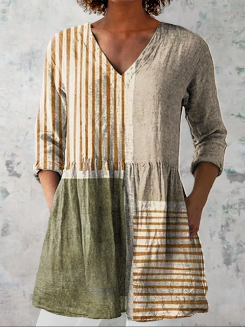Camille - Long Blouse with V-Neck