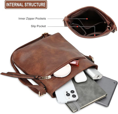 Luxury Leather 3-Piece Hobo Bag Set