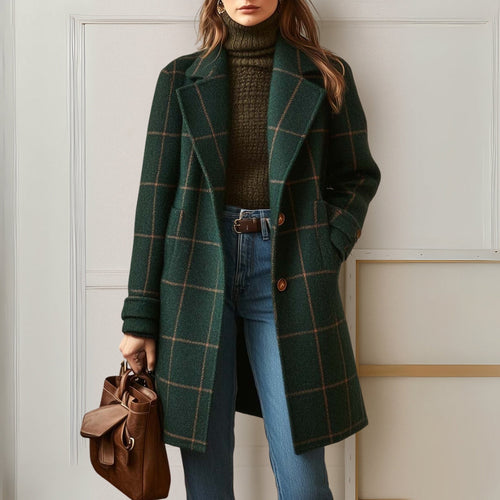 Margot™ | Long Tweed Plaid Coat