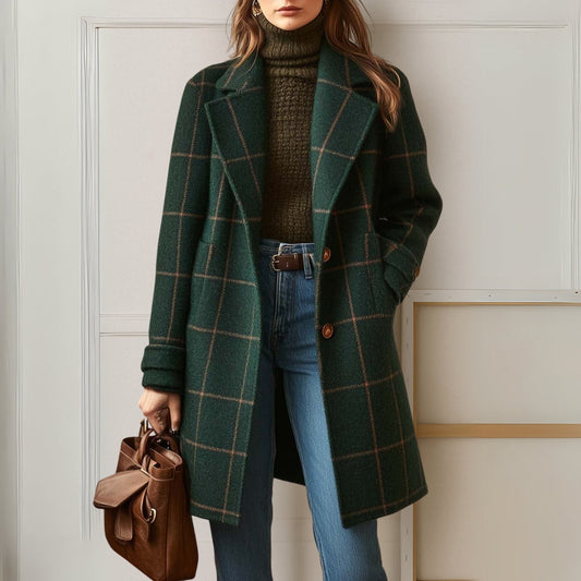 Margot™ | Long Tweed Plaid Coat