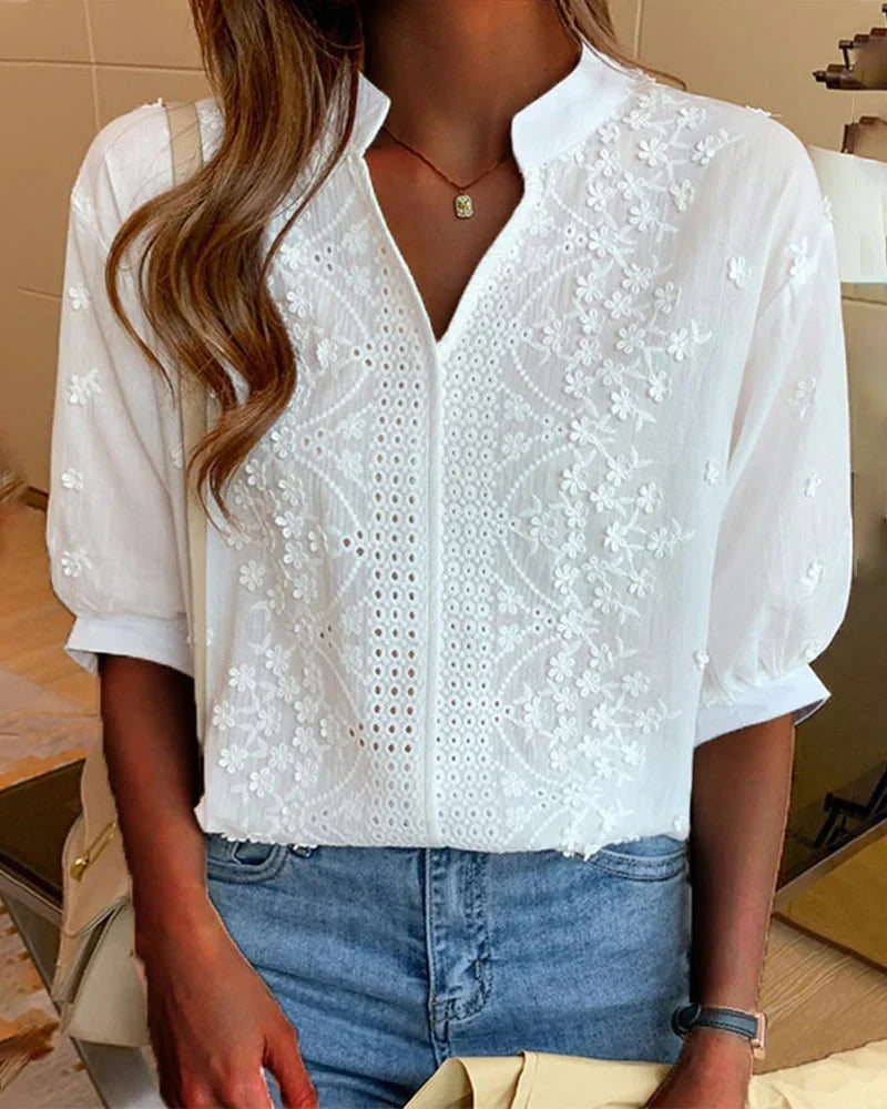 Elodie™ | Embroidered V-Neck Blouse