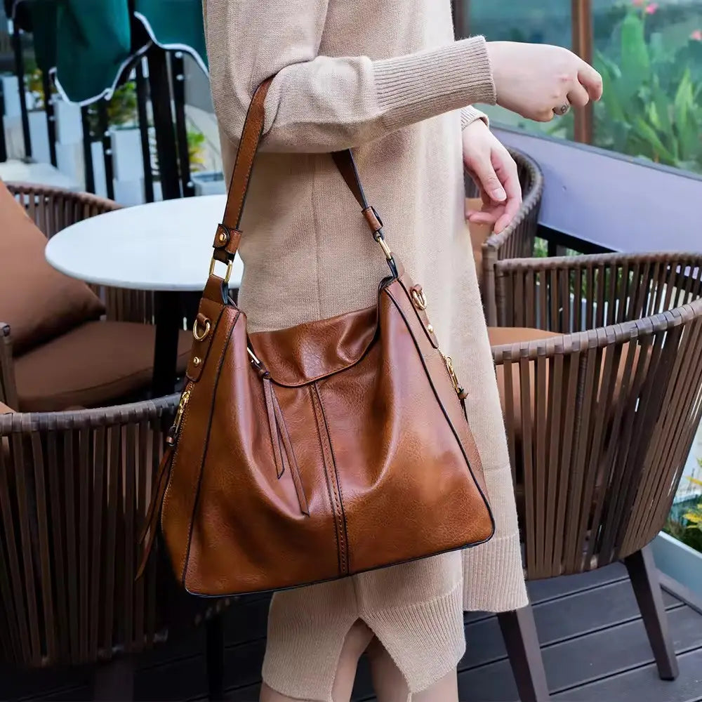 Luxury Leather 3-Piece Hobo Bag Set