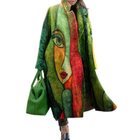 Green pattern with a woman's face