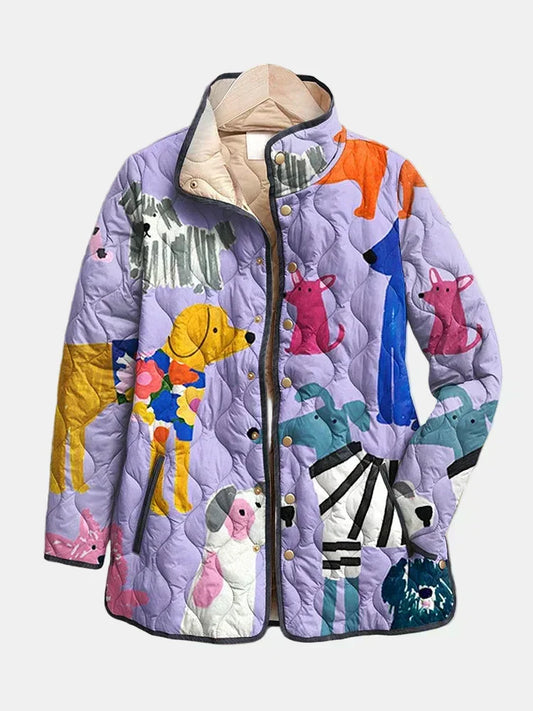 Colleen™ | Quilted Jacket with Dog Print