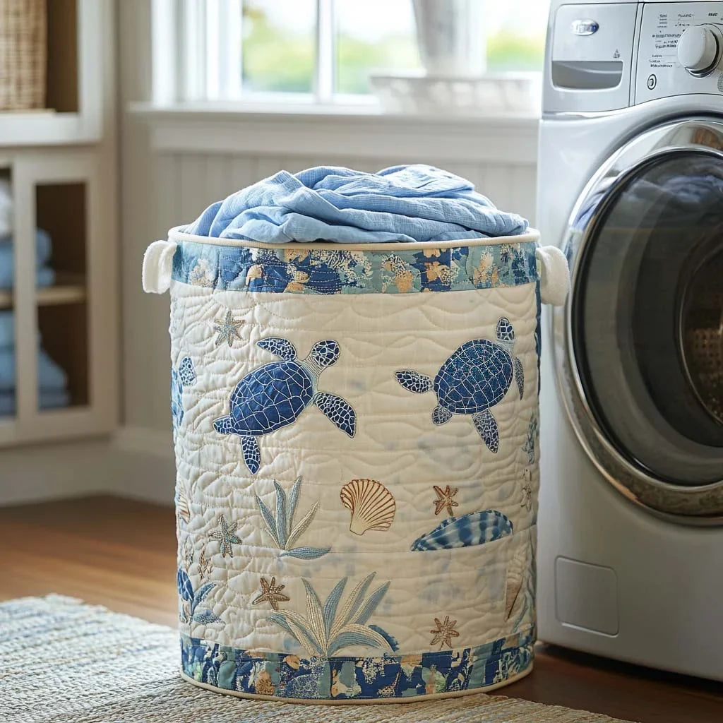 Shelly | Blue Turtle Cove Laundry Basket