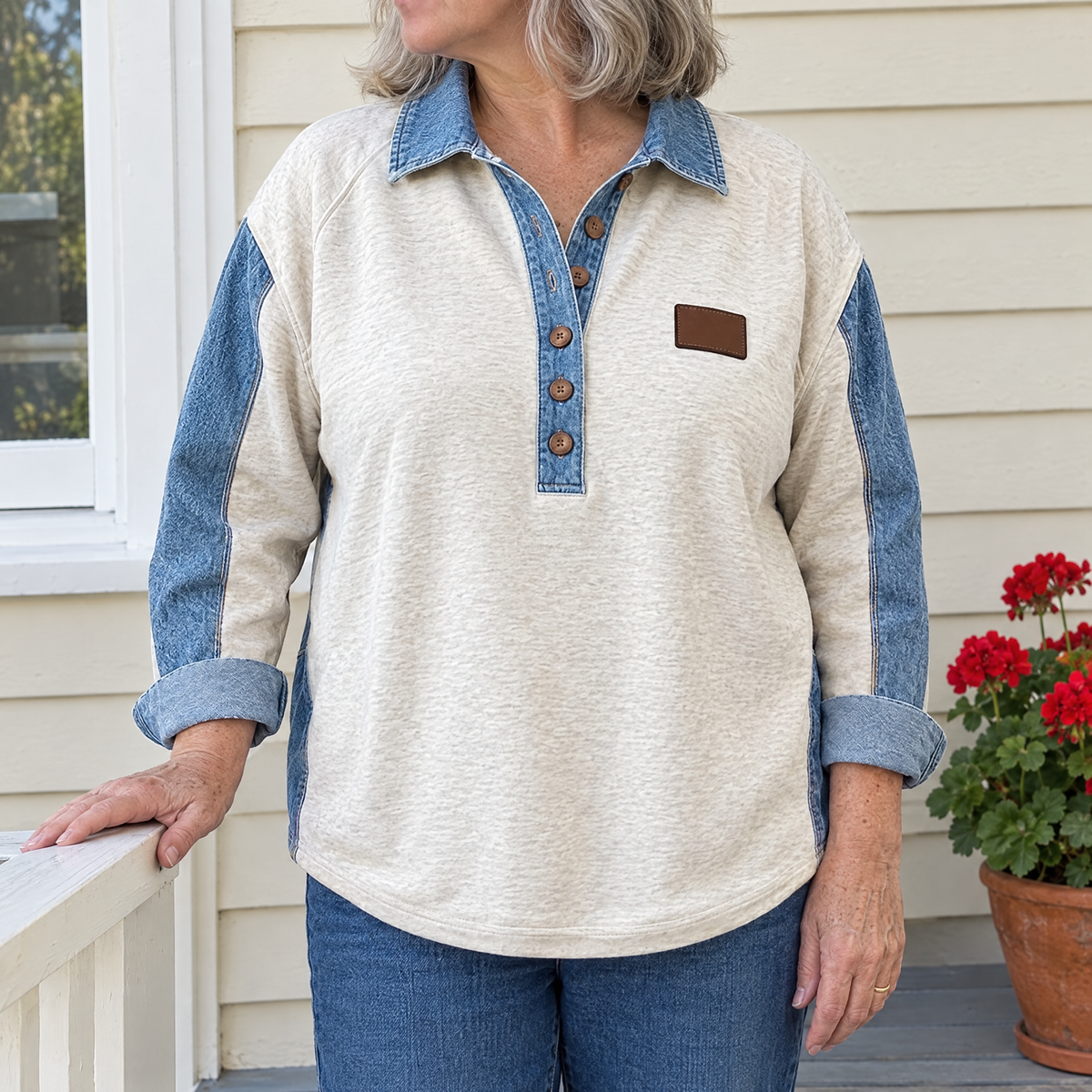 Ava casual vintage sweatshirt worn by an Australian woman