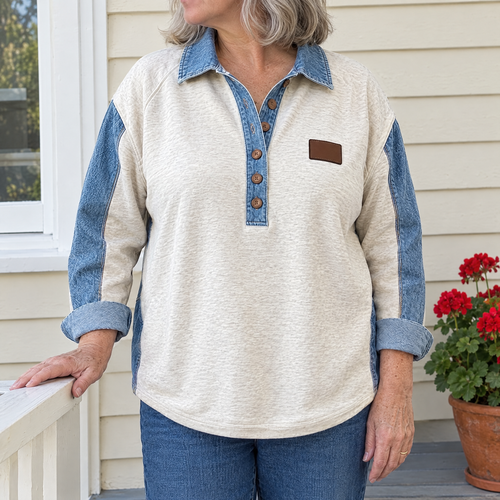Ava casual vintage sweatshirt worn by an Australian woman