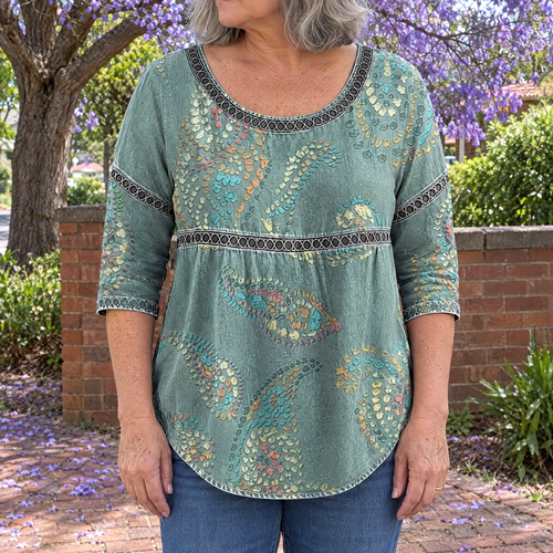 Charlotte casual vintage blouse worn by an Australian woman
