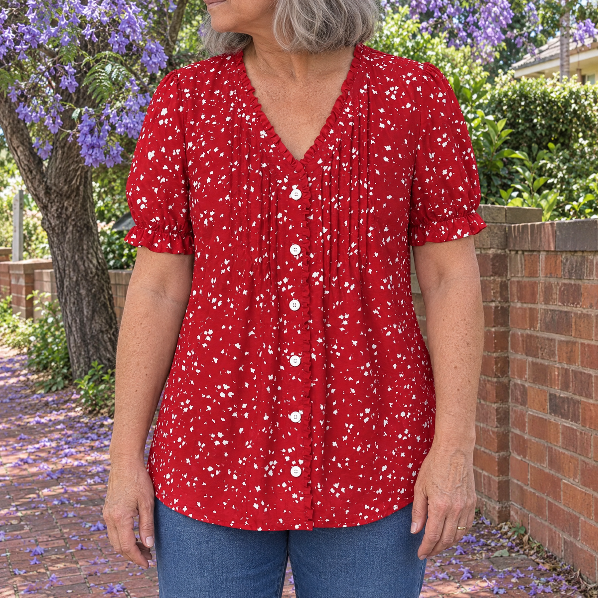 Madison vintage casual blouse worn by an Australian woman