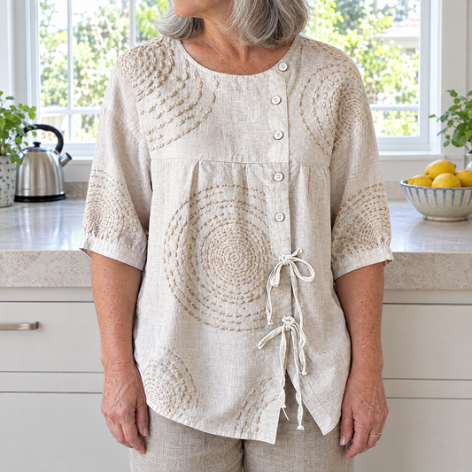 Isabella vintage casual blouse worn by an Australian woman