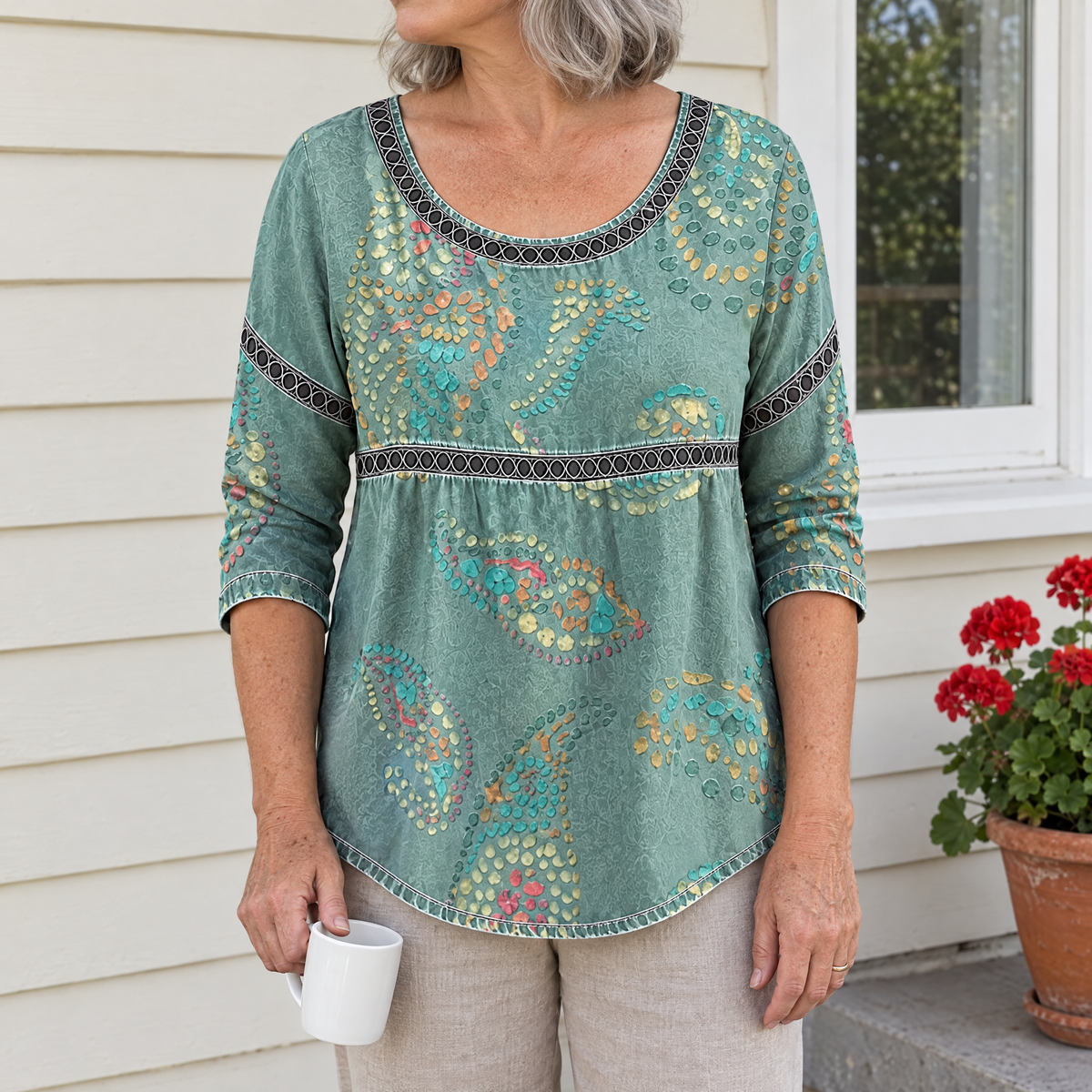 Charlotte casual vintage blouse worn by an Australian woman