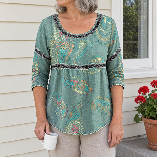 Charlotte casual vintage blouse worn by an Australian woman