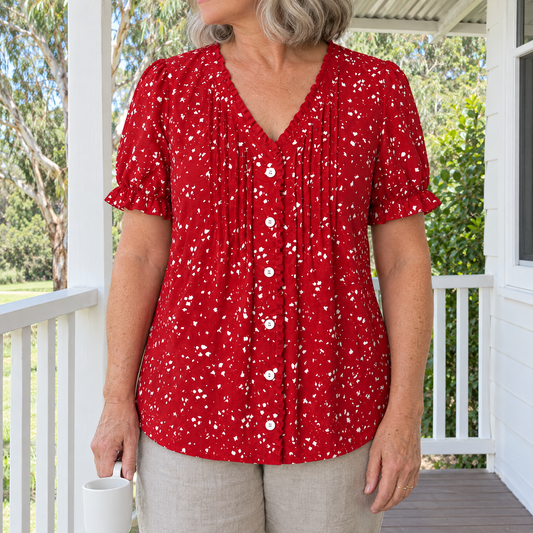 Madison vintage casual blouse worn by an Australian woman