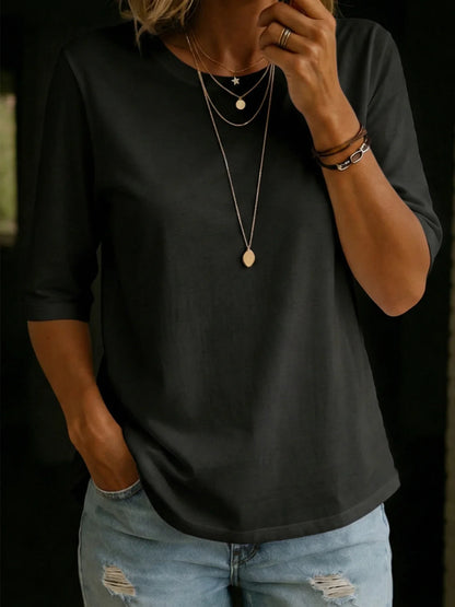 Hazel™ | Relaxed Elbow-Sleeve Cotton Tee