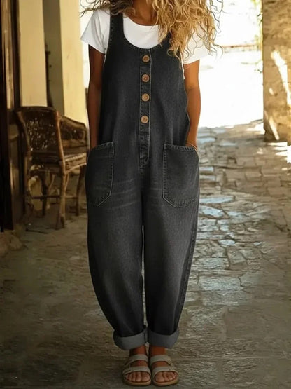 June - Vintage Soft Cotton Denim-Look Overall