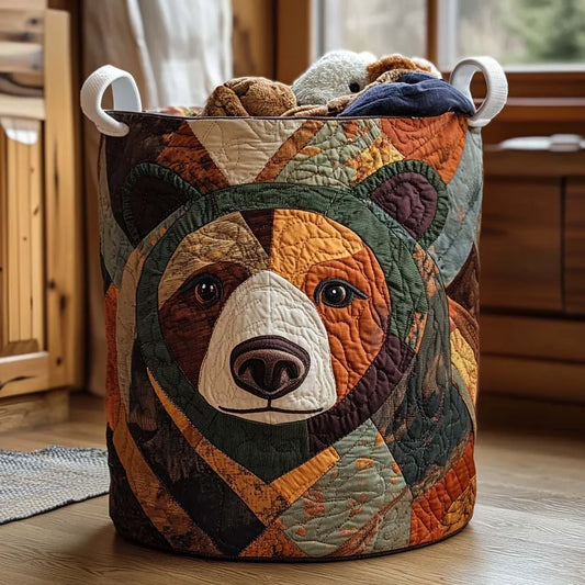 Teddy | Woodland Patchwork Bear Laundry Basket